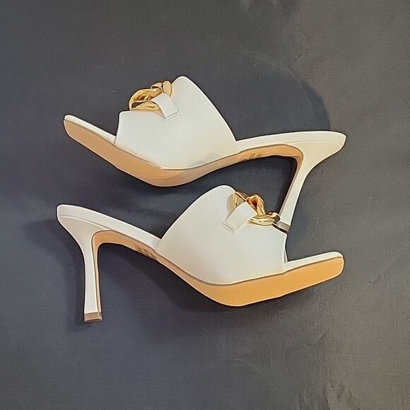 BRAND NEW SHOELAND SQUARE TOE SLIP-ON FOOT OPEN TOE GOLD CHAIN LINKING S… - Picture 10 of 16